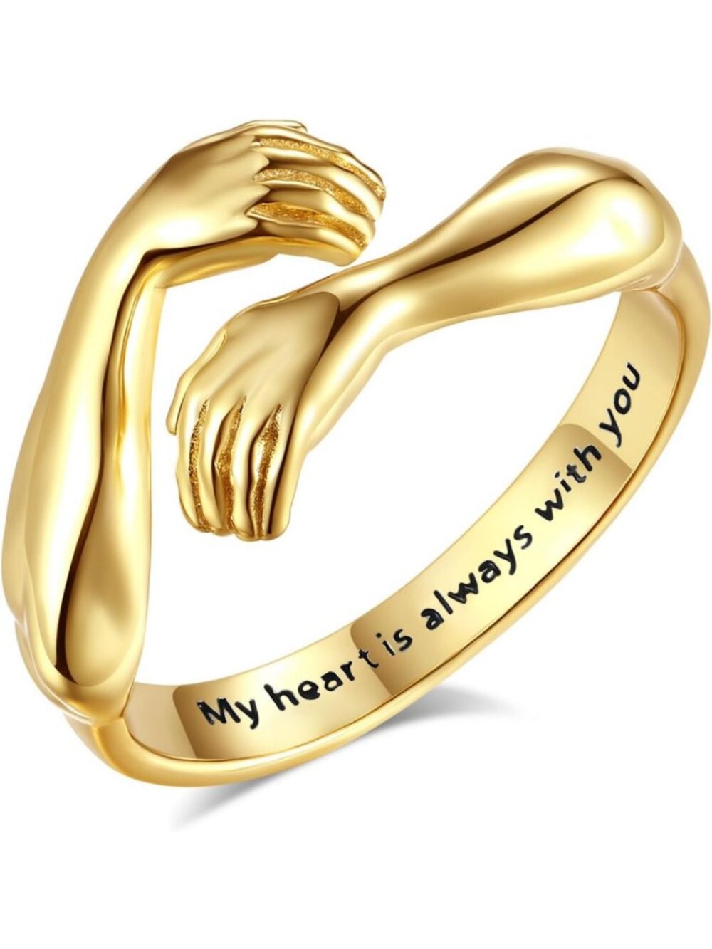 Adjustable Heart Hug Ring - S925 Sterling Silver & 18K Gold-Plated Couples